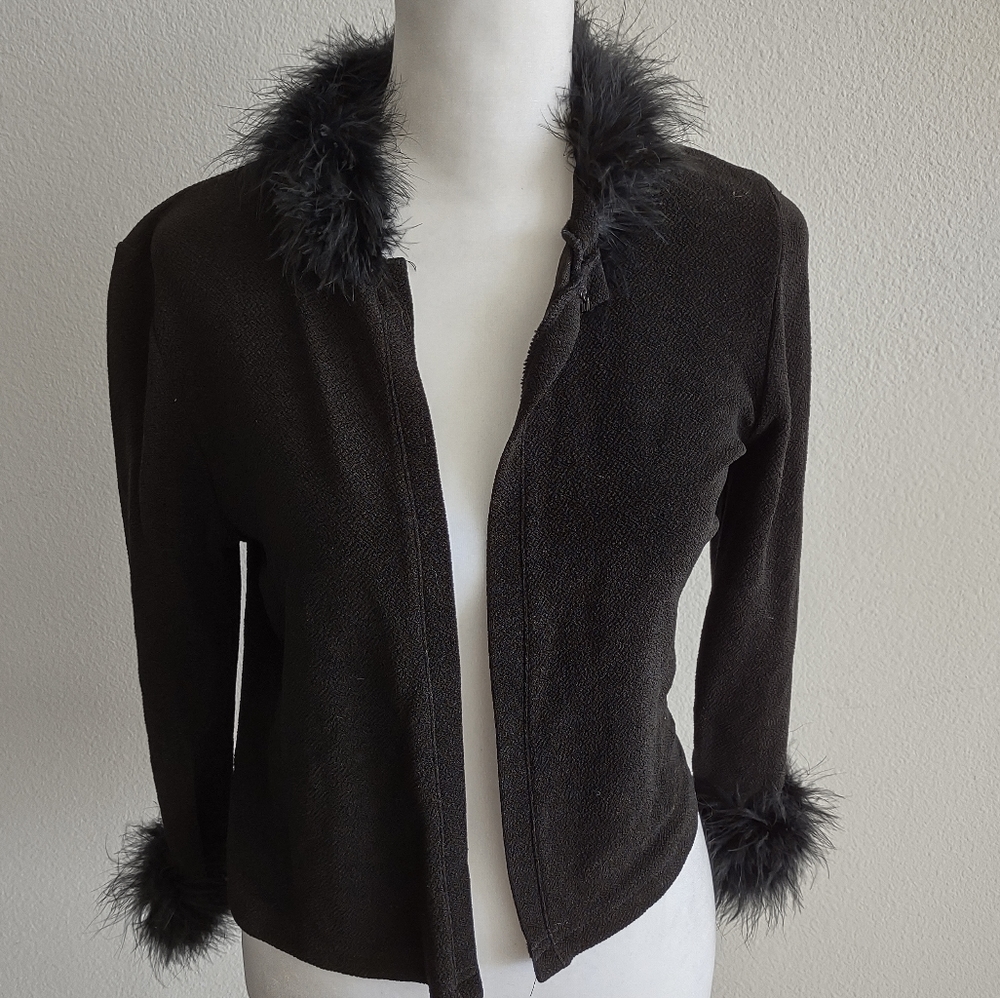 Marian & Maral 90s black marabou cardigan S